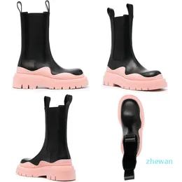 Tasarımcı Boot Moda Lüks Lastik Deri Chelsea Patik Erkekler Platformu Tıknaz Ayakkabı Lady Knight Yüksek çizmeler
