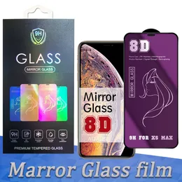 8d Beauty Mirror Tempered Glass Phone Screen Protector Film för iPhone15 14 13 12 Mini 11 Pro Max SE XR X XS 8 7 6 med detaljhandelslådan