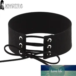 Bijoux Sexy Harajuku Lace Up Women Jewelry Punk Gothic Choker Necklace Vintage Velvet Leather Collares Anime Necklaces&Pendants