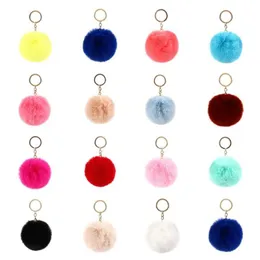 Fashion Pom Keychains keyring Imitate Rabbit Fur Ball Keychain Bag Plush Car Key Holder Pendant Chain Ring For Women lady Jewelry 6cm