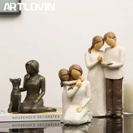 Artlovin skulpturerad handmålad figur tillsammans/vänskap/trogen figurharts hundskulptur Alla hjärtans dag nuvarande mamma gåva 210910