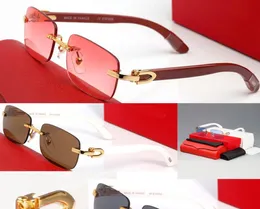 Hot Selling Buffalo Horn Glasses Fashion Men Sport Eyeglasses Decor Rimless Alloy Frame Wood Legs Mens Sunglasses