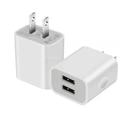 Dual USB Charging Block 2 Ports Fast Wall Charger EU US Telefon Travel Power Charger Adapter för iPhone Samsung -smartphones