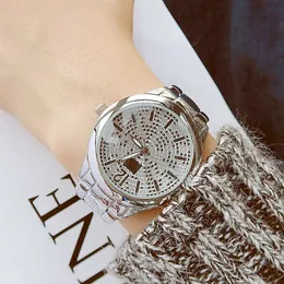 BS蜂の姉妹ビッグダイヤル時計女性有名ブブランドクリスタルシルバーレディース腕時計ブレスレット腕時計クロック210527