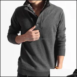 Mens Suéteres vestuário vestuário inverno sólido cor suéter manga longa dois pedaços handfeel macio feriado elegante top blusa de gota