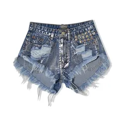 Sommar jean shorts för kvinna hög midja kvinnor strand rivert riven avslappnad sexig denim plus storlek 210521