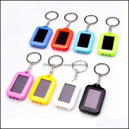 Keychains Fashion Aessories 2021 Keychain oppohere 휴대용 실외 태양 광 발전 3 LED 조명 키링 토치 손전등 램프 드롭 배달 OQI