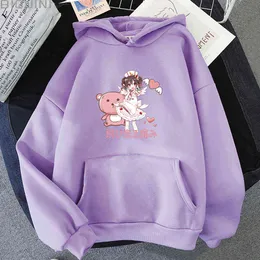 Kawaii Hoodie Estetyczna Bluza ponadgabarowa Jesień Pielęgniarka Drukowana Streetwear Kobiety Harajuku Z Długim Rękawem Cute Funny Tops Pullover Y0820