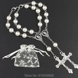 Party Favor Simplewoo First Communion Gifts Baptism Rosary Favors Recuerdos De Bautizo Quinceanera WHITE/SILV, Pack Of 12pcs