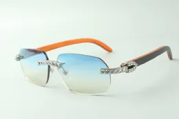 Direktvertrieb XL-Diamant-Sonnenbrille 3524024 mit orangefarbenen Holzbügeln, Designerbrille, Größe: 18-135 mm