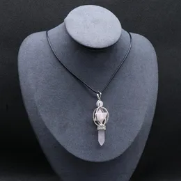 Anhänger Halsketten Natürliche Stein Halskette Reiki Sechseckige Säule Zauberstab Für Frauen Jewerly Party Geschenk 63x12mm