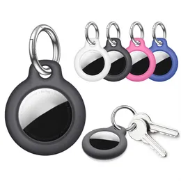 Keychain Anti-Lost Silikon Case Cover Anti-Scratch Tracking Locator Protector Ersättning för iOS Airtag Hooks Rails