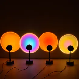 Lâmpadas do projetor do pôr do sol Dropship Rotação de 180 graus Modo sol do arco-íris Luz noturna USB Lâmpada de projeção romântica para decoração de quarto com tema de festa JH08