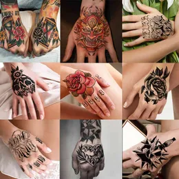 10 teile/los Hand Tattoo Temporäre Tattoos Waterphoof Aufkleber Vollen Arm Kühle Hand Rose Blume Gefälschte Flash Tattoo Körper Kunst