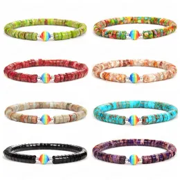 Handgjorda Fashion Rainbow Pärlor Armband För Kvinnor Boho Smycken Färgglada Sten Elastiska Armband Armband Tillbehör Kvinnliga tjejer
