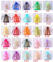 25Colors 7x9cm liten organza presentväska smycken förpackning väska bröllopsfest favorit gåva godis väska organza smycken påse 15 färger