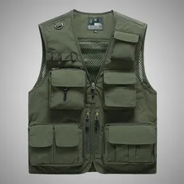 Summer Multi-pocket Men Army Green Tactical Vest Outdoor Casual Sportswear Sleeveless Fishing Hunting Male 5xl 6xl 7xl Men's Vests