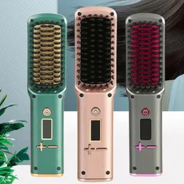 Roll Dual-purpose Mini Straight Hair Comb Ceramic Wireless Portable Negative Coil Hairs Stick Artifact USB Rechargeable Styler Tools