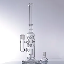 Temizle Bongs Nargile Kalın Cam Beher Bong Sigara Cam Borular 14 Inchs Tall Recycler Dab Rigs Su ile 14mm Bowl