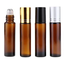 Partihandel Essential Oil Roller Flaskor 10 ml Frostat Amber Glas med rullar Bollar Rulla på flaska