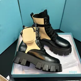 Женщины дизайнерский стилист ROIS ботинки лодыжки нейлоновые карманные черные ботинки военные вдохновлены боевые ботинки нейлоны сумка прикрепленные съемные сумки 3121