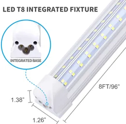 144W T8 LED Tüp Entegre LED'ler Tüpler Işık V Şekleli Floresan Aydınlatma Soğutucu Kapı Garaj Dükkanı Işıkları