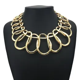 Punk Alloy Big Chokers Necklaces For Women Fashion Jewelry Exaggerated Circle Metal Bib Statement Chunky Necklace UKMOC