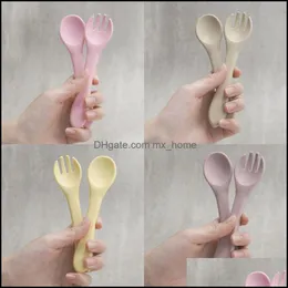 Noworty Baby Products Nie kruche inwestycje w wieku przedszkolnym Pastel Walkers gryzący Oral Care Naughty Spoon Fork Drop dostawa 2021 Inne karmienie