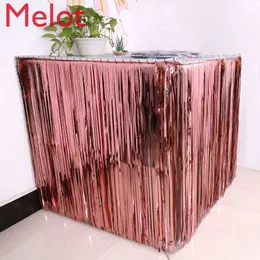 100x200cm Glitter Table Skirt Metal Supplies Hawaii Party Aluminum Foil Wedding Decoration