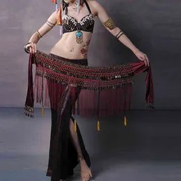 3 färger Sexig Tassel Hip Scarf Etnisk Tribal Belt Performance Kläder Belly Dance Waist Chain