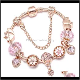 Модный роскошный дизайнер милый милый ключ к сердцу бриллиант кристалл DIY Европейский браслет Beads Brangle для женщин Girls Rose Gold Evu0t Brace 6 Eou8