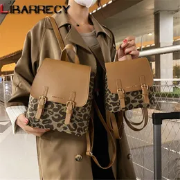 Backpack Style Fashion Leopard Print Design High Quality Leather Women's Small Ladies Travel Bag 2021 Bolso Mujer