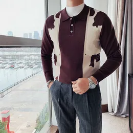 Autumn Winter Casual Men's Sweater Lapel Long-sleeved Slim Knitted Pullovers POLO Camouflage Knitwear Tops Pullover Homme 210527