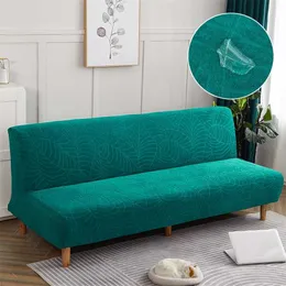 Vattentät bäddsoffa Skydd Jacquard Solid Färg Sofa Slipcover Vardagsrum Stretch All-Inclusive Sofa Cover utan armstöd 211102