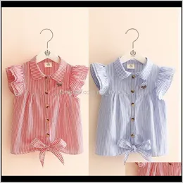 Camicie Baby Baby Maternità Drop Delivery 2021 Estate Cute Girls Compleanno Abbigliamento Stripe Butterfly Striped Dog Botton Kids Girl Short Fly Sle