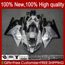 Nadwozie dla Aprilia Mille RV60 RSV-1000 RSV 1000 R 1000R 1000RR 04 05 06 Zestaw do ciała 11NO.10 RSV1000RR RSV1000R 2004 2005 2006 RSV1000 R RR 04-06 OEM OEM Biała srebrzysta