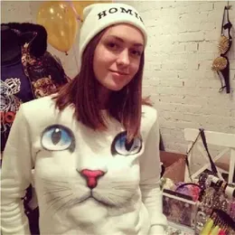 Women Winter 3D Beads Cat Sweatshirts Harajuku Venta Para Mujer Sudaderas Hoodies Pullovers Coat 210607