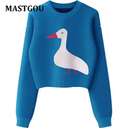 Mastgou вышивка животное женское свитер осень зима высокий стиль пуловер топ жаккардовые вязать новогодние свитеры тянуть FEMME 210917