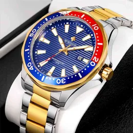 WWOOR Luxury Military Gold Watch Mens Sports Diver Quartz 30ATM Waterproof Luminous Date Wristwatches Relogio Masculino 210804