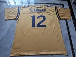 희귀 축구 유니폼 남성 청소년 여성 빈티지 해군 중반멘 Roger Staubach Jerseys 크기 S-5XL 사용자 정의 모든 이름 또는 번호
