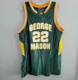 새로운 희귀 빈티지 90S NCAA George Mason 22 농구 유니폼 XS-5XL.6XL 스티치 농구 유니폼 레트로 NCAA