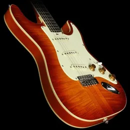 Custom Shop Hamiltone Cherry Sunburst SRV Number One Electric Guitar Book-matched Curly Flame Maple Top, Stevie Ray Vaughan Pearl Inlay, Tremolo Brdige & Whammy Bar