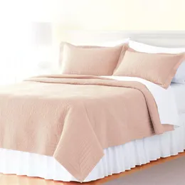 Conjunto de colcha de algodão de cama bordado 2/3pcs colaborções sólidas pilotas de capa de capa de cama americana