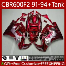 Body+Tank For HONDA CBR 600F2 600 F2 CC 600FS 91 92 93 94 Bodywork 63No.45 CBR600 FS CBR600F2 CBR600FS 1991 1992 1993 1994 CBR600-F2 600CC 91-94 Fairings Kit red flames