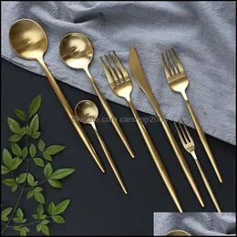 Sets Kitchen, Dining Bar Home & Garden Stainless Steel Tableware Gold Knife Meal Fork Chopsticks Coffee Spoon Flatware Exquisite Western Din