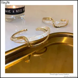 Europeu e americano exagerado multi-camadas torcidas de águas torcidas design de tartaruga resina metal bracelete aberto para as mulheres q0719