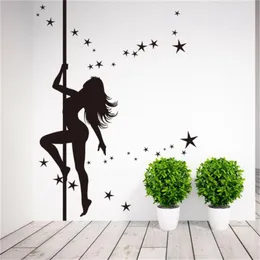 Pole Dancing Girl Wall Sticker Väggpapper Heminredning Vinyl Avtagbara väggmålningar GRATIS 210420