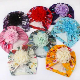 A906 Sommarbarn Baby Kids Flower Hat Caps Andas Barn Skull Cap Florals Turban hattar