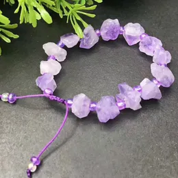 Oregelbundna naturliga lila kristallstensträngar pärlstav armband ursprungliga stil för kvinnor flicka fest dekor energi smycken