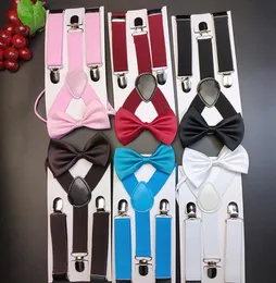 2022 new 7styles Kids Suspenders With Bowtie Bow Tie Set Y-shaped Matching Ties Outfits Adjustable and Elasticated
